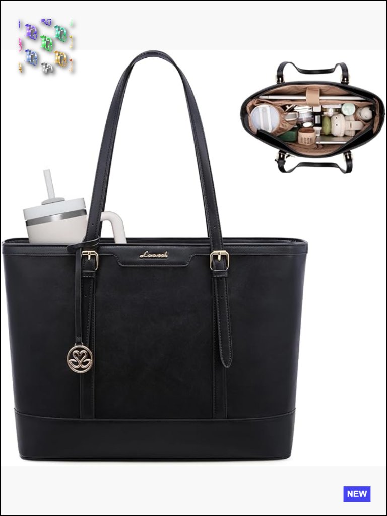 Large Laptop Tote Bag With Cup Holder Pu Leather Work Briefcase For Teacher